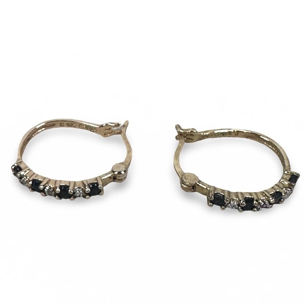 925 Sterling Silver‎ Gold Tone Black & Diamond Small Hoop Earrings China